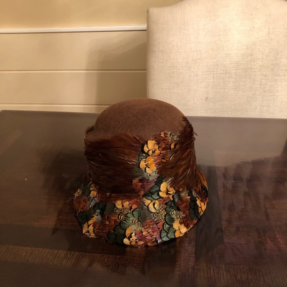 B Michael New York Vintage Peacock Feather Hat - Picture 3 of 8